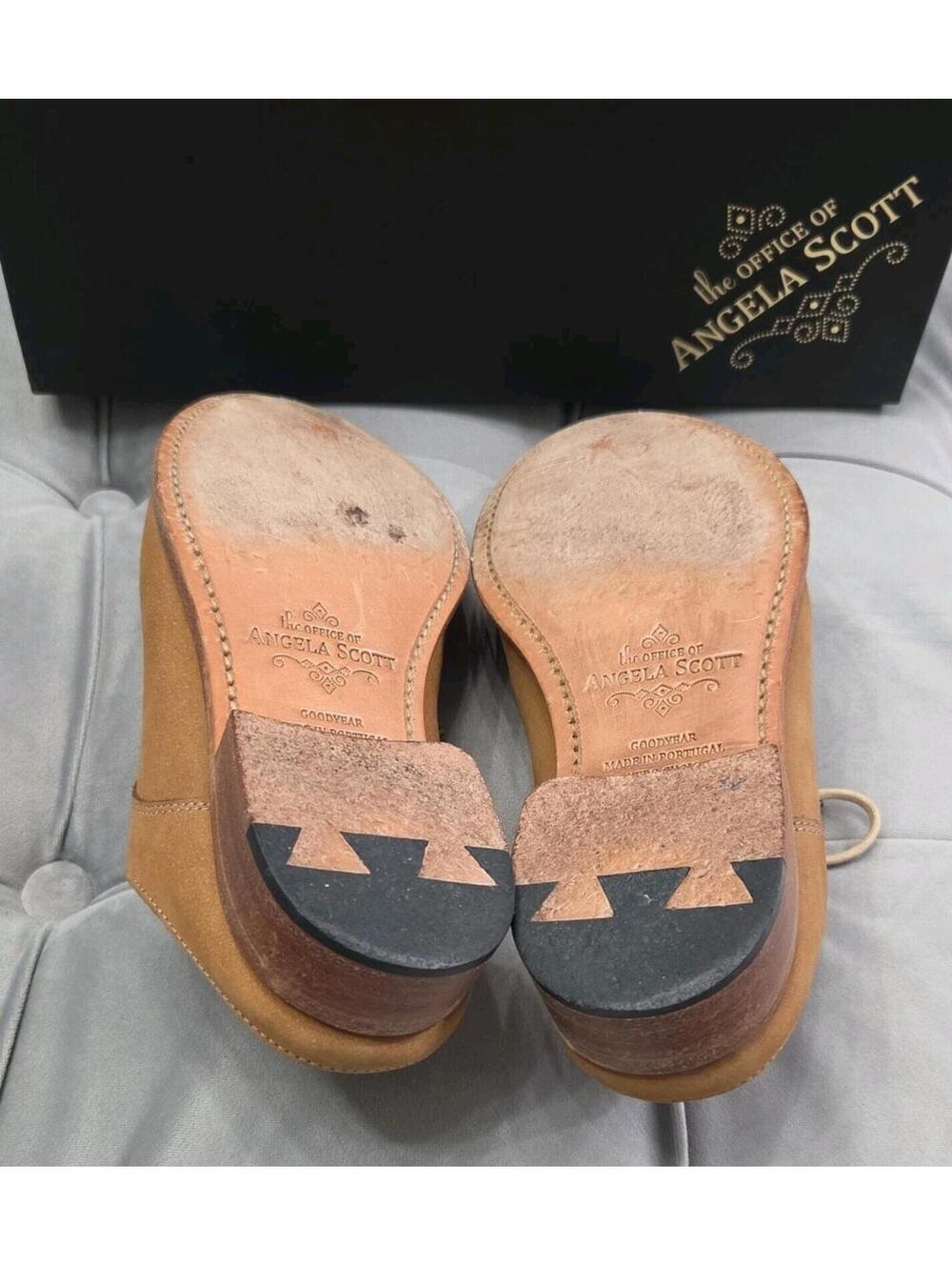 The Office Of Angela Scott Mr Evans Brown Suede Wingtip Mule Womens Shoes 37 7 - Picture 15 of 16